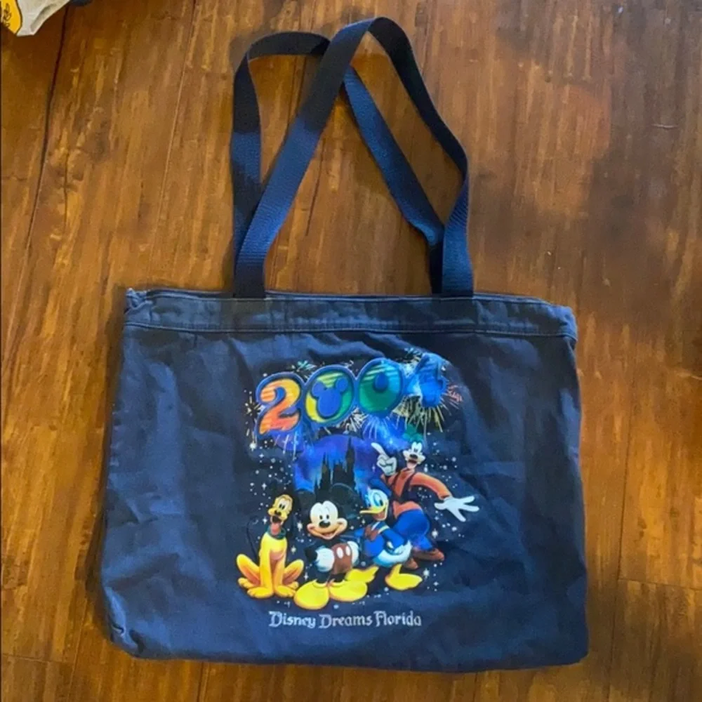 Disney Dreams Florida 2004 Tote Bag Mickey Donald Goofy Pluto Zip Reusable
